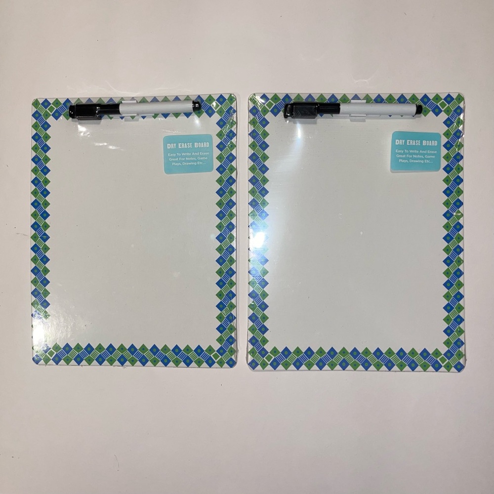 Set of 2 Magnetic Tab Dry Erase Boards, NWT, 8.5” x 11”